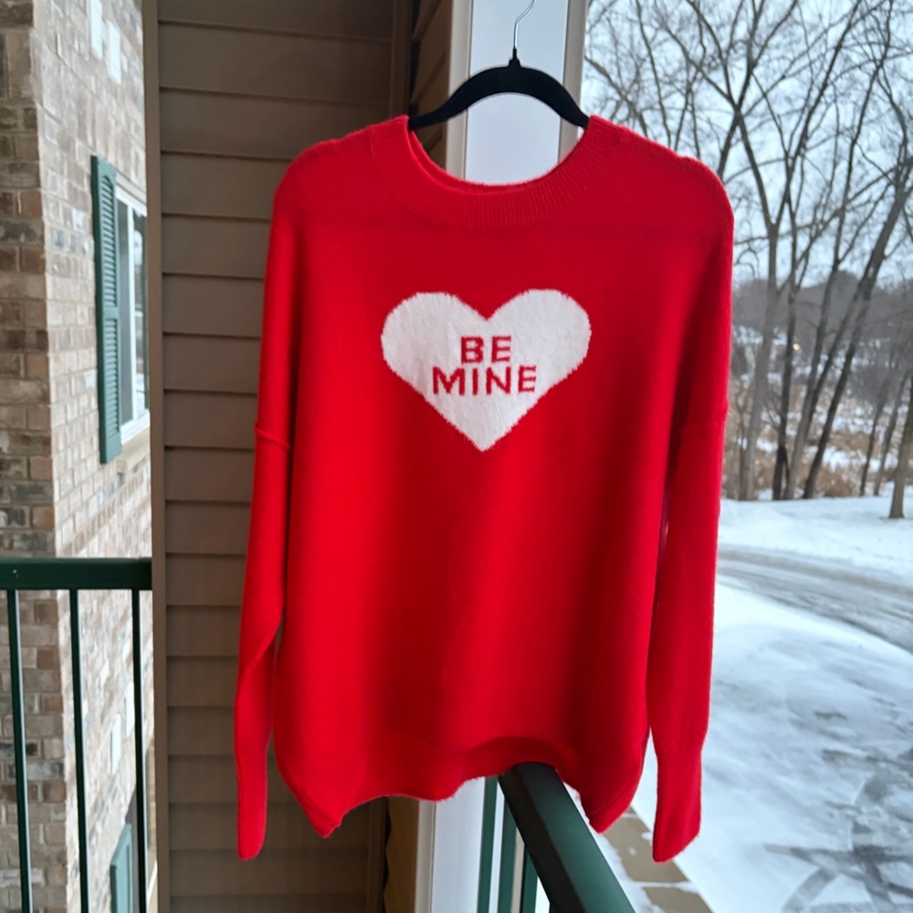 🆕♥️ CeCe Red Heart Graphic Knit Sweater Oversized Valentine Cozy Pullover Size L - Picture 3 of 15